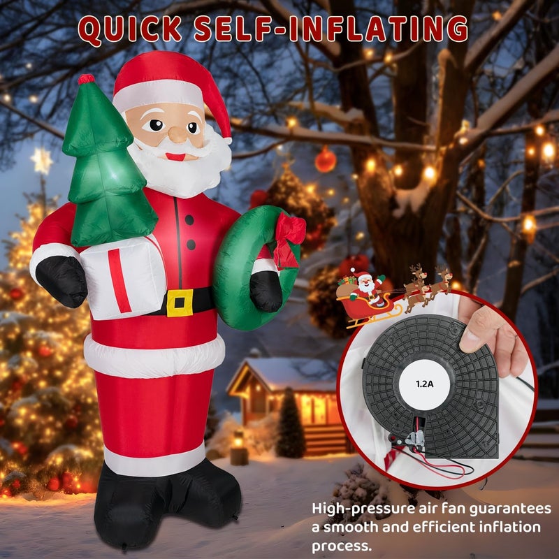 Kendane 8FT Christmas Inflatables Santa Claus with Christmas Tree,Inflatables Decorations Outdoor/Indoor,Christmas Blow Up Santa Claus Yard Decorations Built-in LED Lights,for Yard/Lawn/Garden. - Image 4